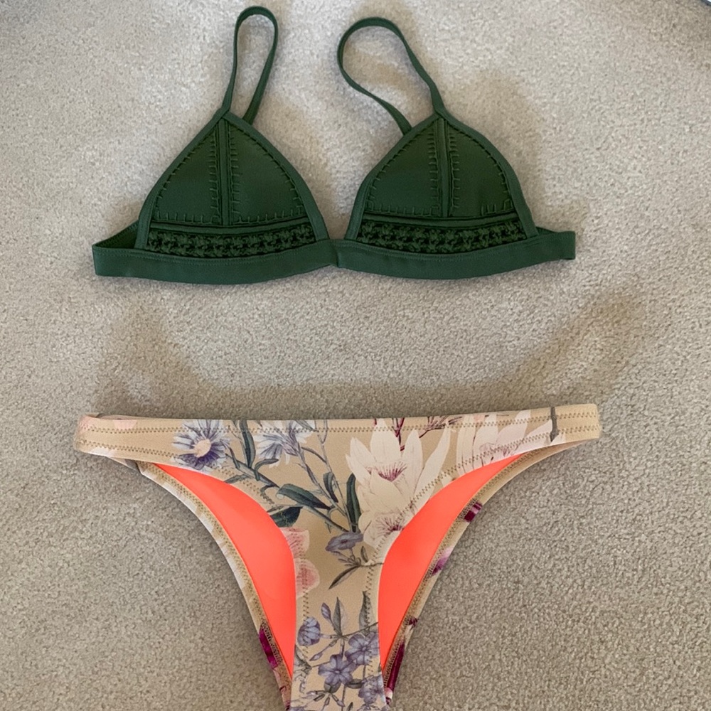 Triangl neoprene bikini top and bottom with bag